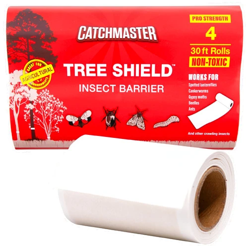 Catchmaster Tree Shield Lantern Fly & Ant Traps Insect Barrier, 4 Rolls 30ft Each, Outdoor Adhesive Crawling Insect Trap, Glue Traps to Protect Trees, Fruit & Plants, Pest Control Lawn & Garden