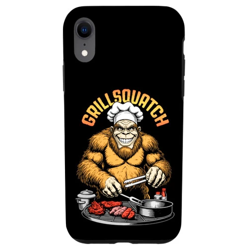 Grandio Design Cook Chef BBQ Grill Cooking Gifts iPhone XR Bigfoot BBQ Grillsquatch Sasquatch Barbecue Grill Cook Chef Case