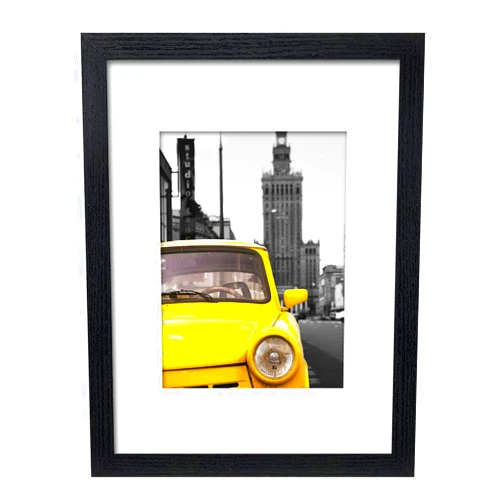 Emeyart 9x12 Picture Frame Pictures Display 6x8 with Mat or 9 x 12 Photos without Mat Black Wooden Photo Frames, Wall Mounting or Tabletop Display