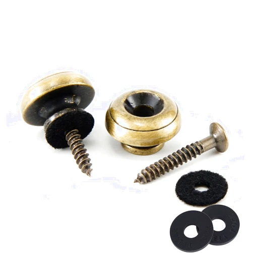 Miwayer Guitar Strap Locks Metal Strap Retainer System Straplock Guitar Strap Buttons with Strap Blocks for Acoustic Electric Guitar, Bass, Ukulele (Bronze 2 PCS)