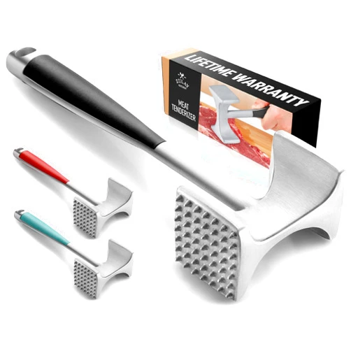 Zulay Kitchen Zulay Professional Meat Tenderizer Tool - Dual Sided Meat Mallet Pounder With Comfort Grip Handle - Heavy Duty Meat Hammer Tenderizer - Meat Tenderizer Mallet & Meat Pounder - (10”) Black