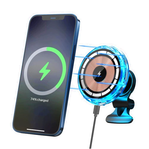 Riida C25 Wireless Magnetic Car Charger for iPhone 15/14/13/12 Series, Upgraded Car Phone Holder Auto-Alignment,Fast Charging Air Vent Mount (Blue)