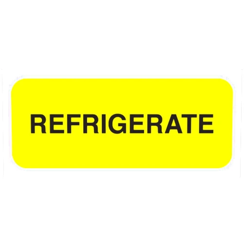 Doctor Stuff - File Folder Chart Labels, A1051, Refrigerate, Laboratory Labels, Fluorescent Yellow/Black, 1-7/8
