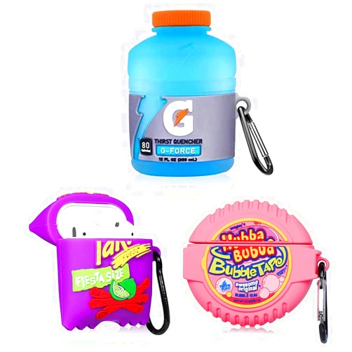 DAOJIN [3Pack] Case for Airpod 1&2, Sport Water+ Purple Potato+Bubble Gum Air pods Silicone Case Funny 3D Cartoon Food Design for Apple Air Pods 1st&2nd Generatio Charging Case for Boys Girls Kids