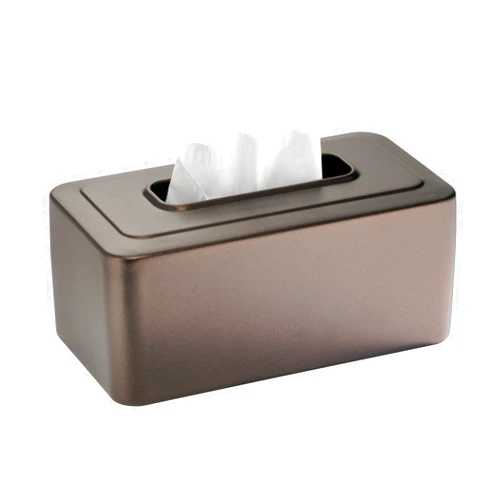 InterDesign iDesign Olivia Tissue Box Cover Rectangle Boutique Box for Bathroom, Bedroom, Living Room, Bronze