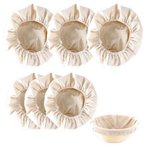 KONGDY 6 Pieces Round Banneton Cloth liner, 10 inch Bread Proofing Basket Liner, Banneton Proofing Cloth, Sourdough Baking Dough Basket Cloth Liner for Bakery Home Baking (Basket Not Included)