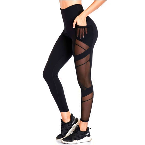 WE CUFFLLE Women's Mesh High Waist Leggings Yoga Pants with Pockets Tummy Control 4 Way Stretch Workout Yoga Leggings