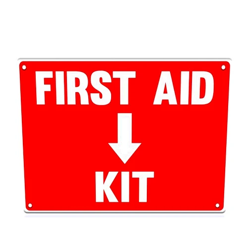 Unp First Aid Sign, Durable Plastic Safety Sign, 7 x 10 Inch, Red on White, for Indoor/Outdoor Use