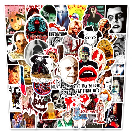 Sxdaizjsym 300 Pcs Horror Stickers,Horror Gifts,Horror Movie Stickers,Horror Decor,Scary Movie Gifts,Spooky Gifts,Supernatural Halloween Stickers for Water Bottle,Laptop,Phone,Skateboard