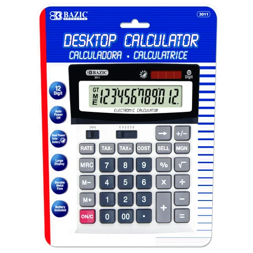 BAZIC Products BAZIC 12-Digit Desktop Calculator with Profit Calculation & Tax Functions (3011)
