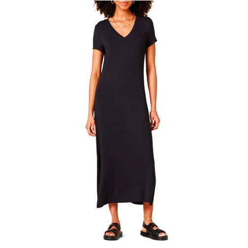Amazon Essentials Women's Jersey V-Neck Short Sleeve Midi Length Dress