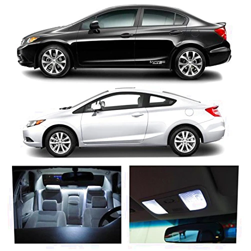 LEDpartsNow Interior LED Lights Replacement for 2006-2012 Honda Civic Accessories Package Kit (6 Bulbs), WHITE