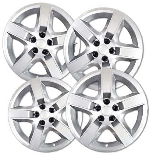 OxGord 17 inch Hubcaps Compatible with 2008-2011 Chevrolet Malibu - (Set of 4) Wheel Cover Hub Cap Rim Cover for 17 inch Wheels - Screw On Lug Cover - Silver