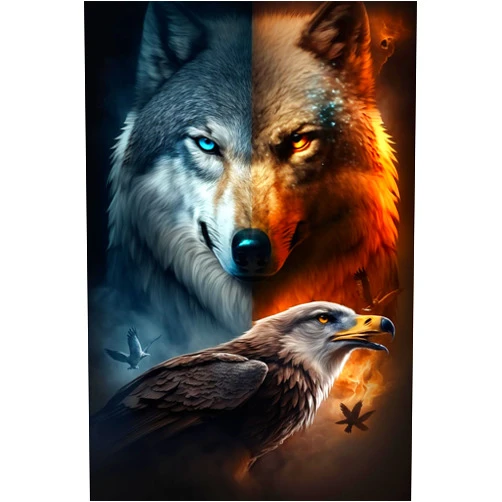 Spesdke Adult Wolf and Hawk Diamond Art Painting Kit for Beginners Full Diamond Painting, Circular 5D Paint Diamond Gemstone Art Painting kit DIY Adult Crafts 12x16inch
