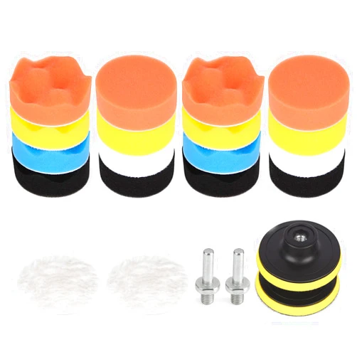 Kshineni Buffing Pads 3 Inch Car Buffer Pad, 22 Pcs Drill Polishing Kit, Car Polisher Pads Kit Sponge Pads Car Foam Drill for Car Polishing, Sanding, Waxing, Sealing Glaze