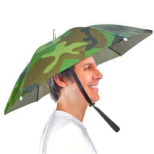 Kilobey Umbrella Hat, 25 inch Small Hands Free Umbrella Cap for Adults & Kids, 7-Ribs UV Protection Waterproof Foldable Headwear for Gardening Camping Golf Sunshade Outdoor
