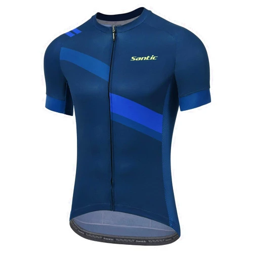 Santic Men's Cycling Jersey Shorts Sleeve Tops Pro Road Bike Bicycle Shirt Full Zip UPF 50+ MTB Jersey with Pockets