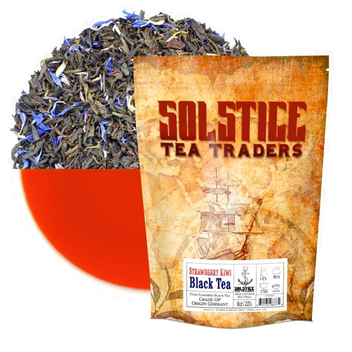 SOLSTICE TEA TRADERS Solstice Strawberry Kiwi Loose Leaf Black Tea (8-Ounce Bulk Bag), Makes 150+ Cups of Fruit Tea