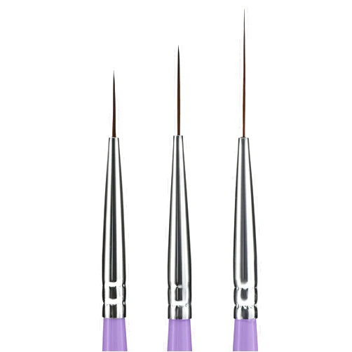 BEAUTÉ GALLERIA Beaute Galleria 3 Pieces Nail Art Long Striper Brush Set (12mm, 16mm, 22mm) for Thin Long Fine Line, Detailer, Striping, Color Block, One Stroke