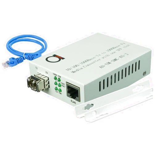 ADnet Multimode LC 850 nm Gigabit Fiber Media Converter - Includes SFP 550 m (0.34 Miles) LC – to UTP Cat5e Cat6 10/100/1000 RJ-45 – Auto Sensing Gigabit or Fast Ethernet Speed - Jumbo Frame - LLF Support