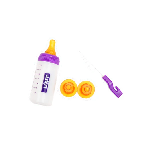 Lixit Nursing Bottle Kits for Puppies, Kittens, Guinea Pigs, Ferrets, Rabbits, Raccoons, Squirrels and Other Pets That Need Hand Feeding (4 Ounce (Pack of 1), Clear)