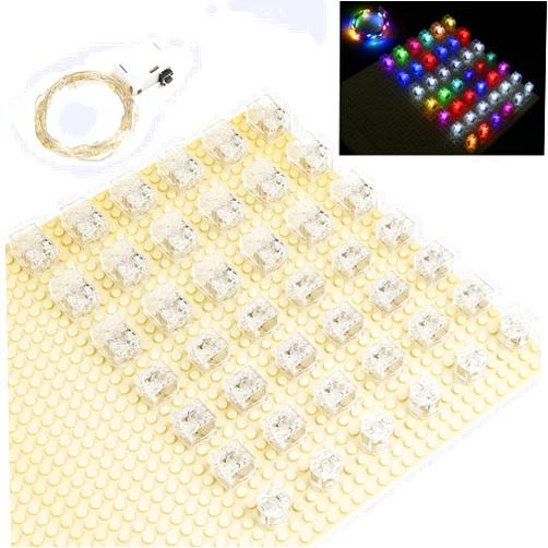 WETANBR LED Light Block, Light Up Building Bricks Blocks,44 Pack LED Lights Kit, 2x2 & 2x3 Brick Accessories Sets Toys Compatible with Major Brands (White & Red/Blue & Multi-Color)