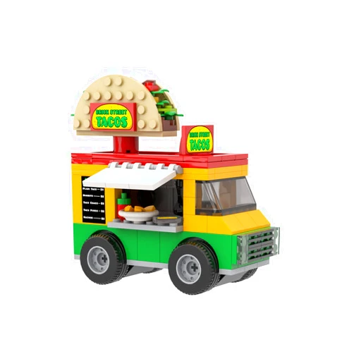 Brick Loot Taco Truck Toy Building Block Set with Spinning Street Sign, for Adults & Kids Age 6+, 100% Compatible with Lego and Other Major Brands, Custom-Designed Toy Building Set Model, 185 Pieces