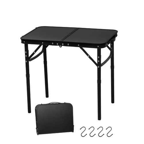 LOFTEY 2024 Reinforced Small Folding Table Portable, Small Foldable Camping Table, Heavy-Duty Mini Folding | Adjustable Height | Lightweight Premium Aluminum with Handle | Black 25.2