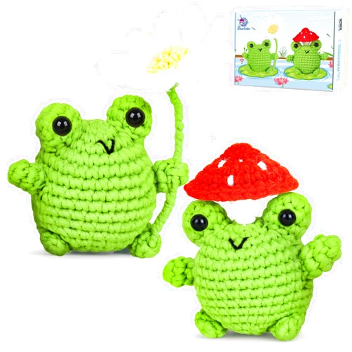 Crochetta Crochet Kit for Beginners, Beginner Crochet Animal Kits for Adults with Step-by-Step Video Tutorials, DIY Knitting & Crocheting Craft Hobbies Supplies, 2 Pack Frog Amigurumi(40%+ Yarn)