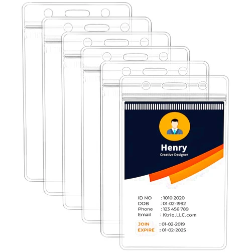 Jyusmile 6 Pack ID Badge Holder - Vertical Badge Holder, 2.25