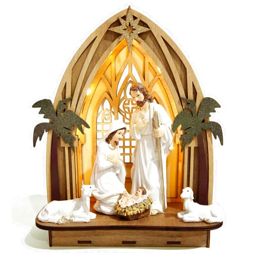 Hodao 10“ Height Nativity Sets for Christmas Indoor Christmas Nativity Sets Decorations with Light Nativity Set Decor Holy Family Nativity Scene for Xmas Decor Gift - Christmas Party Home Decorations