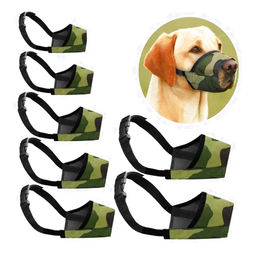 Cilkus Dog Muzzles Suit, 7 PCS Adjustable Breathable Safety Small Medium Large Extra Dog Muzzles for Anti-Biting Anti-Barking Anti-Chewing Safety Protection (Camouflage)
