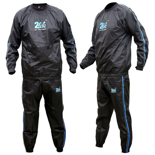 2Fit Your Fitness Partner 2Fit Heavy Duty Sweat Suit Sauna Exercise Gym Suit Fitness, Weight Loss, AntiRip (Round Neck Blue, Large) (SWT-30)