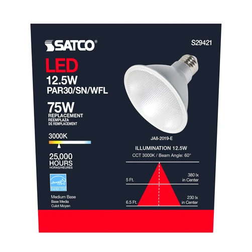 Satco S29421 12.5 Watt; PAR30SN LED; 3000K; 6-Pack California Compliant