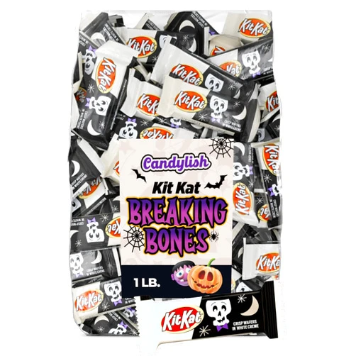 Candylish KitKat Breaking Bones White Chocolate Halloween Candy | 1lb Bulk Bag (Approx. 30 Pieces) | Spooky, Crispy Wafer Treats for Trick-or-Treat, Party Favors & Candy Bowls