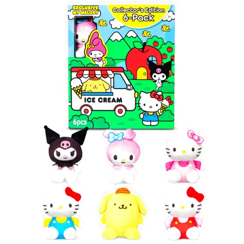 Micro Teenies Hello Kitty and Friends 6 Pack - Miniature Plush Figure, Suffed Animal, Toy Mini Soft Figure for Kids, Girls and Boys Ages 4+