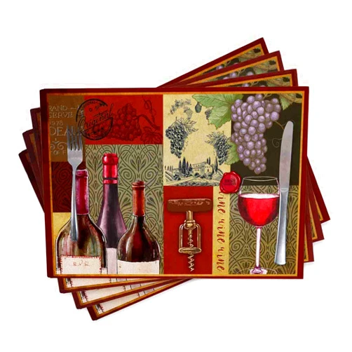 ATEDEANEI Set of 4 Placemats Heat Resistant Dining Table Place Mats Kitchen Table Mats, Vintage Wine