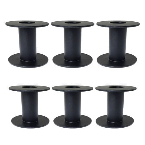 RLECS Plastic Spool RLECS 6pcs 71mm Black Bobbin Empty Spools for Embroidery Thread, Yarn, Ribbon, Crafts and Sewing