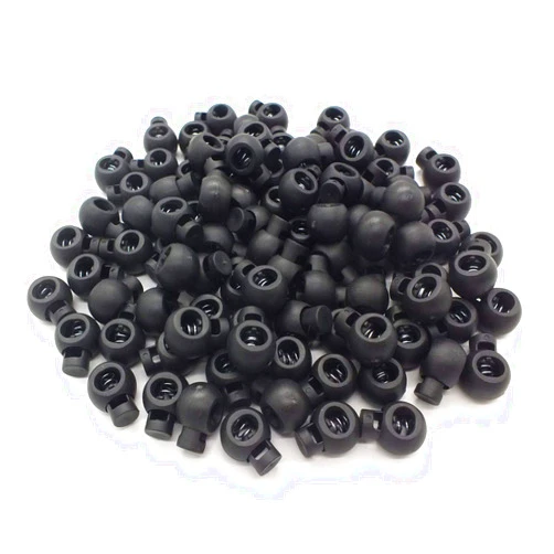Vincilee 100 Pcs Plastic Spring Cord Lock,String Cord Locks Black,Spring Stop Toggle Stoppers，for Backpacks，lanyard，DIY Handmade