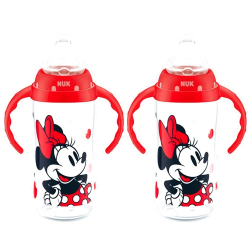 NUK Learner Cup, 10 Oz, Pack of 2, Minnie Mouse – Soft Spout, Easy-Grip Handles, BPA Free, Spill Proof Transition Sippy Cup