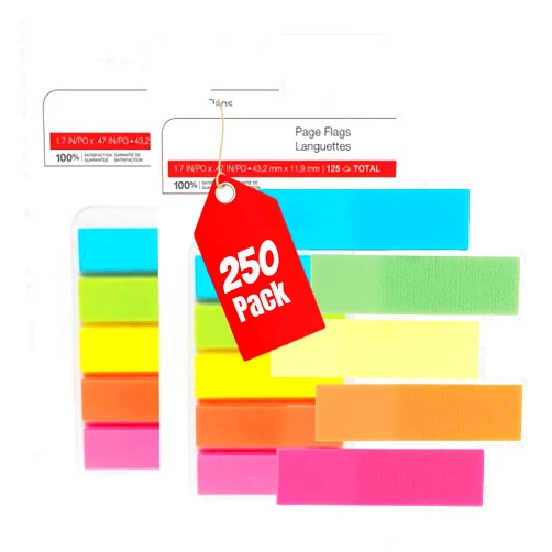 1InTheOffice Page Markers Tabs, Sticky Note Tabs, Page Tabs, Assorted Multicolor, 0.5