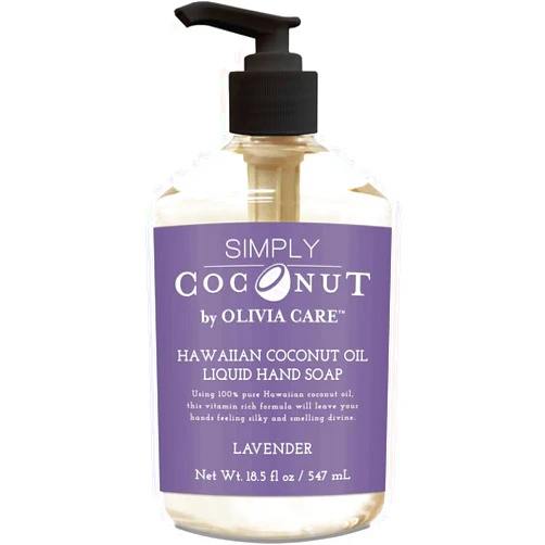 Olivia Care Liquid Hand Soap Lavender & Coconut. All Natural - Cleansing, Germ-Fighting, Moisturizing Hand Wash for Kitchen & Bathroom - Gentle, Mild & Natural Scented - 18.5 OZ