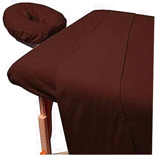 Golden Era Massage Table Sheet Set 550 Thread Count Giza Cotton Massage table Spa 3-PCs Sheet Set (Fitted Sheet & Face Rest Cover) Chocolate Solid