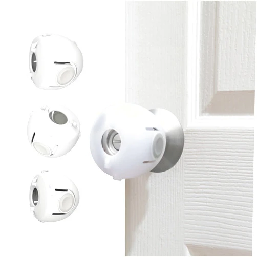 Heart of Tafiti Child Proof Door Knob Covers, Toddler Door Locks, Baby Proof Safety Locks for Doors, 4 Pack/White