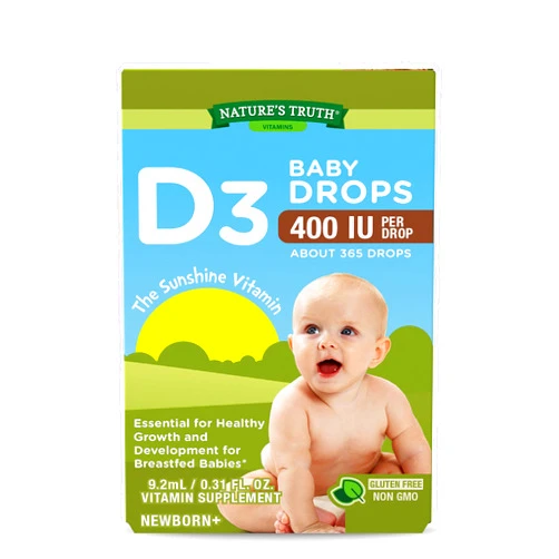 Nature's Truth Vitamin D Drops for Infants | 400 IU | 9.2 mL | D3 Drops for Kids | Vegetarian, Non-GMO, Gluten Free Supplement