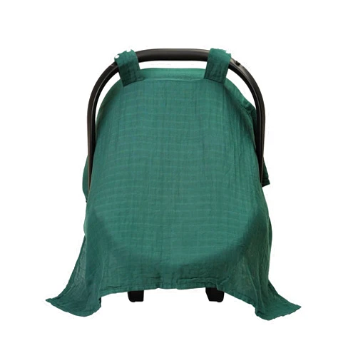 Meracorallo Muslin Baby Car Seat Cover, Lightweight Breathable Soft Infant Carrier Cover Carseat Canopy for Baby Boys and Girls, Green