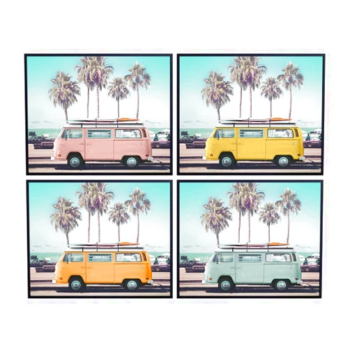 YELLOWBIRD ART & DESIGN Surf Van Wall Art - Surfing Wall Art - Ocean Beach House Decor - Surf Decor - Cool Gift for Surfer - Volkswagen Van - Tropical Artwork Photo for Summer Home, Living Room, Bedroom, Bathroom