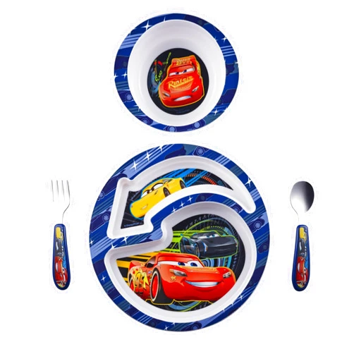 The First Years Disney/Pixar Cars Dinnerware Set - Toddler Plates and Toddler Utensils - 4 Count