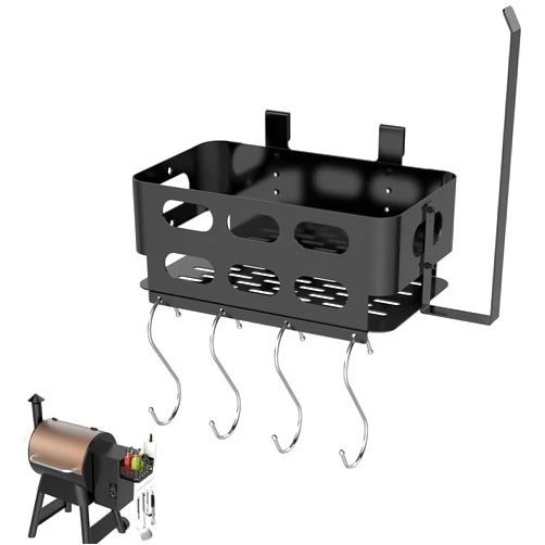 BBQtopia Storage Bin for Traeger Grills, Pellet Storage Bin with 4 Hooks and Paper Towel Holder for Traeger Pro 22/34/780/575, Ironwood 650/885, Eastwood 22/34, for Pit Boss, for Z Grill and Other Pellet Grill