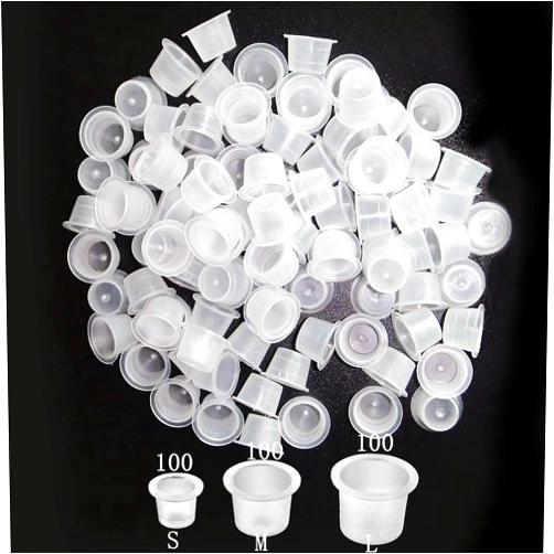 KingWei Tattoo Ink Cap, 300pcs Mixed Size Permanent Makeup Pigment Clear Holder Container Cap Tattoo Ink Cups Caps Disposable Ink Caps for Tattooing Plastic Tattoo Cups Caps Mixed for Tattoo Supplies